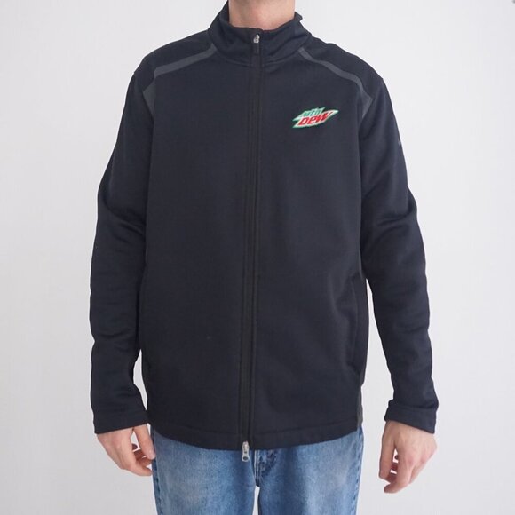Nike Golf Thermafit Black Gray Embroidered Mtn Dew Zip Up Activewear Jacket L - Picture 2 of 12